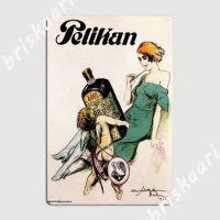 Germany Pelikan Ink Art Deco Style Wall Art Vintage Advertisement 1921 Metal Sign Vintage Kitchen Tin Sign Posters