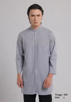 MANZONE - Kemeja Koko Gamis Pria Aiman B Comfort Fit - Grey Grey M