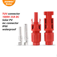 1Pair TÜV IP68 1000VDC/35A Solar Red Connector with Spanners Solar Panel Cable PV Connectors Male/Female(10AWG)