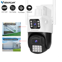 Vstarcam 2MP IP WiFi Outdoor Camera Dual-Lens Dual-Screens 1080P AI Human Detection Security Night Vision 2-Way Audio