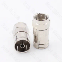 F Head Male To RF Female Connector Digital Cable TV Adapter Imperial Connector For Set-top Box Copper