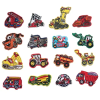 50pcs/Lot Luxury Embroidery Patch Kid Boy Shirt Clothing Decoration Accessory Construction Vehicle Car Engineer Truck Applique