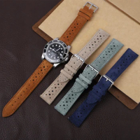 New Suede Leathetr Watch Strap 18mm 19mm 20mm 24mm Vintage Handmade Blue Watchbands Replacement Strap for Watch Accessories