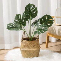 59cm Nordic Artificial Plants Monstera Guanyin Lotus Alocasia Floor Leaf Green Plant Without Vase Living Room Decor Fake Flower