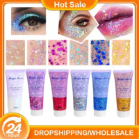1PC Diamond Sequins Eyeshadow Gel Holographic Glitter Shimmer Shining Golden Makeup Pigment Body Gel Festival Party MakeUp