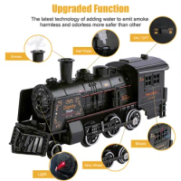 Electric Retro Trains Set Meal Alloy Car Head Track Train With Smoke, Light &amp; Sounds Creative Decor Train Model Party Gifts