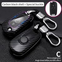 Carbon Fiber Car Key Cover For Opel Vauxhall Astra K Corsa E For Buick VERANO ENCORE GX GL6 Flip Key Case Holder Cover