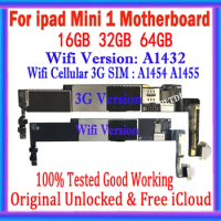 Free iCloud A1432 Mainboard Original For iPad MINI 1 Motherboard Full Chips A1454 A1455 SIM Slot IOS System Unlock Logic board