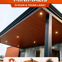 Kanopi Rumah Minimalis Modern – Rangka Besi + Plafon PVC Motif Kayu
