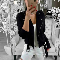 Autumn Fashion Women Thin Army Jacket Coats Zipper Up Solid Casual Flight Top Tunic Biker Coat Ladies Outwear Clothes 2022 New