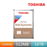 TOSHIBA 東芝 N300系列 16TB 3.5吋 7200轉 512MB NAS 內接硬碟(HDWG31GAZSTA)