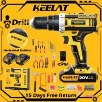 KEELAT Cordless Drill Driver Kit Hand Drill 2 Speed Screwdriver 12V/18V/20V Power Drill Impact Drill