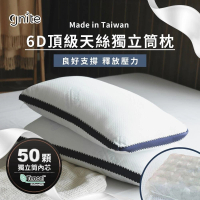 【GNITE】6D頂級天絲獨立筒枕 台灣製造(天絲針織表布/50顆獨立筒/枕頭/飯店枕/民宿枕)