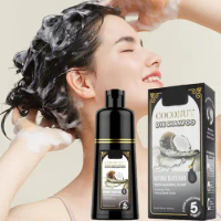 Black Hair Dye Shampoo 500ml Natural Black Hair Dye Shampoo for Men Women Coconut Ginger Black Hair Dye Natural Hair Dye Shampoo