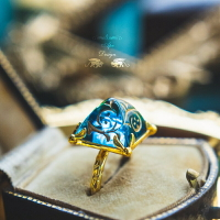 哈利波特周邊復活石鑲嵌西洋水晶寶石指環開口戒指鍍金飾品