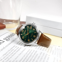 SEIKO 精工 PRESAGE 調酒師系列 機械錶 自動上鍊 牛皮手錶 綠x銀x棕 38mm(4R35-04A0G.SRPE45J1)