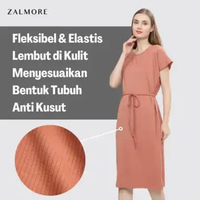 Zalmore Basic Loose Midi Dress Premium LUMA Knit - Dress Wanita Lembut Anti Kusut Anti Nerawang L Wh