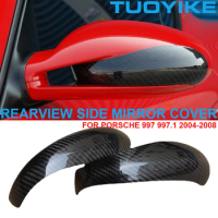 2PCS Car Styling Real Dry Carbon Fiber Rearview Side Mirror Cover Cap Shell Trim Decal Sticker For Porsche 997 997.1 2004-2008