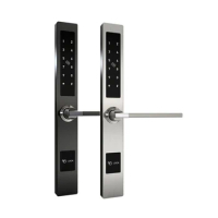 Slim Narrow Aluminum Door Lock Sliding Glass Door Lock Fingerprint RFID Code Card Electric Smart Lock