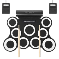 Electronic Drum Set 9 Pads Roll-Up Practice Drum Set Electronic Drum Kit For Kids And Adult Beginner Drummers Great Gift