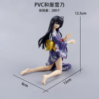 13CM Anime Yukinoshita Yukino kimono Kneeling posture Action figure PVC Model toys cake decorations car Ornaments doll gifts