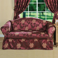 【棉花田】米蘭緹花雙人沙發便利套(紫紅色)