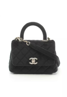 Chanel Pre-loved Chanel coco handle mini Handbag velvet black gold hardware 2WAY