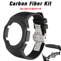DIY Modification Kit For Casioak GA2100 GA2110 Metal Bezel Frame &amp; Rubber Strap For GA-2100 2110 GAB2100 2110 Carbon Fiber Case
