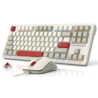 Womier M87 Retro Grey Gaming Mechanical Keyboard With Mouse Set Hot-Swap 87 key Custom Wired Keyboar