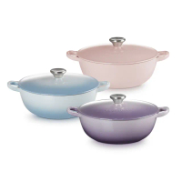 【Le Creuset】琺瑯鑄鐵鍋媽咪鍋 24cm(薰衣草/海岸藍/雪紡粉 3色選1)