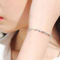 【KT DADA】包包 S999 純銀手鍊 結婚禮物 飾品 小禮物 水晶手鍊 日本手鏈 韓國手鏈 女生手鏈 女手鍊