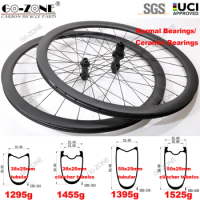Carbon Road Disc Wheels 700c Super Light 1295g Tubular / Clincher Tubeless GOZONE Pro4 Normal Or Ceramic Bearings Disc Wheelset
