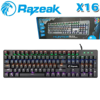 Razeak  RK-X16 คีย์บอร์ดสำหรับเกม Hunter Semi Blue Switch Mechanical Gaming คําแนะนําผลิตภัณฑ์ใหม่ขอ