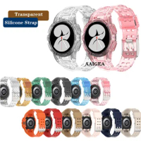 Clear Band + Case Transparent Silicone Strap for Samsung Galaxy Watch 4/5/6 40mm 44mm Watch4 Watch5