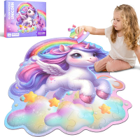 45 Pcs Unicorn Floor Puzzle for Kids Ages 3-6 Years Old- Large Toddler Puzzles Set Educational Unico