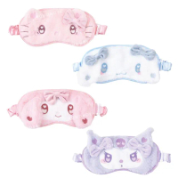 【小禮堂】Sanrio 三麗鷗 絨毛造型眼罩 愛心眼 Kitty 美樂蒂 酷洛米 大耳狗(平輸品)
