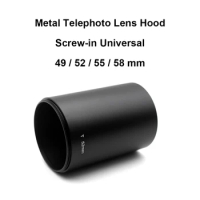 Screw-in Tele Lens Hood 49 52 55 58mm Metal Length 78mm Telephoto Lens Hood for Mirror Reflex Lens Tele Lens Telescope