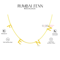 Kalung Nama Titanium Wanita Bahan 316L Stainless Steel Lapis Emas 18K - Rumbai Fenn Necklace
