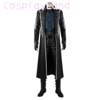 Hot Game DMC5 Vergil Cosplay Costume Nelo Complete Outfit with Boots Halloween Carnival Vergil Men Suit Jacket Vest Custom Made