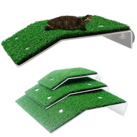 A Like  Turtle Basking Platform Resting Terrace With Fake Turf Tortoise Ramp Fish Tank Aquarium Plat