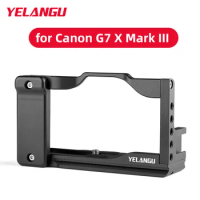 YELANGU Camera Cage Rig Kit for Canon G7 X Mark III with Cold Shoe Mounts 1/4 3/8 Inch Threads Arri Locating Hole