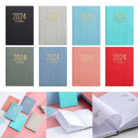 A7 2024 Agenda Book Portable with Calendar Pocket To Do List English Notepad Diary Weekly Planner School Office