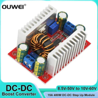 400W 15A DC-DC Step-up Boost Converter Constant Current Power Supply LED Driver 8.5-50V to 10-60V Voltage Charger Step Up Module