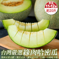 【WANG 蔬果】台灣嚴選頂級綠肉哈密瓜11-12顆x1箱(20斤/箱_原裝箱)