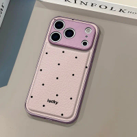 2026 Lucky Black Polka Dot Compatible with Apple 17Pro Phone Case Iphone16Pm Leather Texture 15 Pers