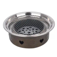 Stainless Steel Round BBQ Grill Roast Mesh Net Non-stick Barbecue Baking Pan