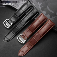 18mm 20mm 22mm Leather Strap for Omega Cartier Tank Solo Watch Speed Seamaster Band Clasp Black Brown Watchband Bracelet Belt
