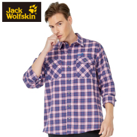 【Jack wolfskin 飛狼】男 經典格紋排汗長袖襯衫 『藍格紋』