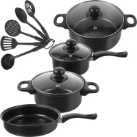 7 Pcs Cast Iron Pots And Pans Set Skillet Fry Pans Cooking Pots Nonstick Cookware Utensils For Christmas Kitchen