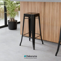 Dekoruma LUTON Kursi Bar Metal Minimalis / Bangku Tinggi / Bar Stool / Kursi Cafe New London - Hitam
